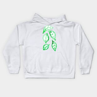 Simple Green Watercolor Leaves Kids Hoodie